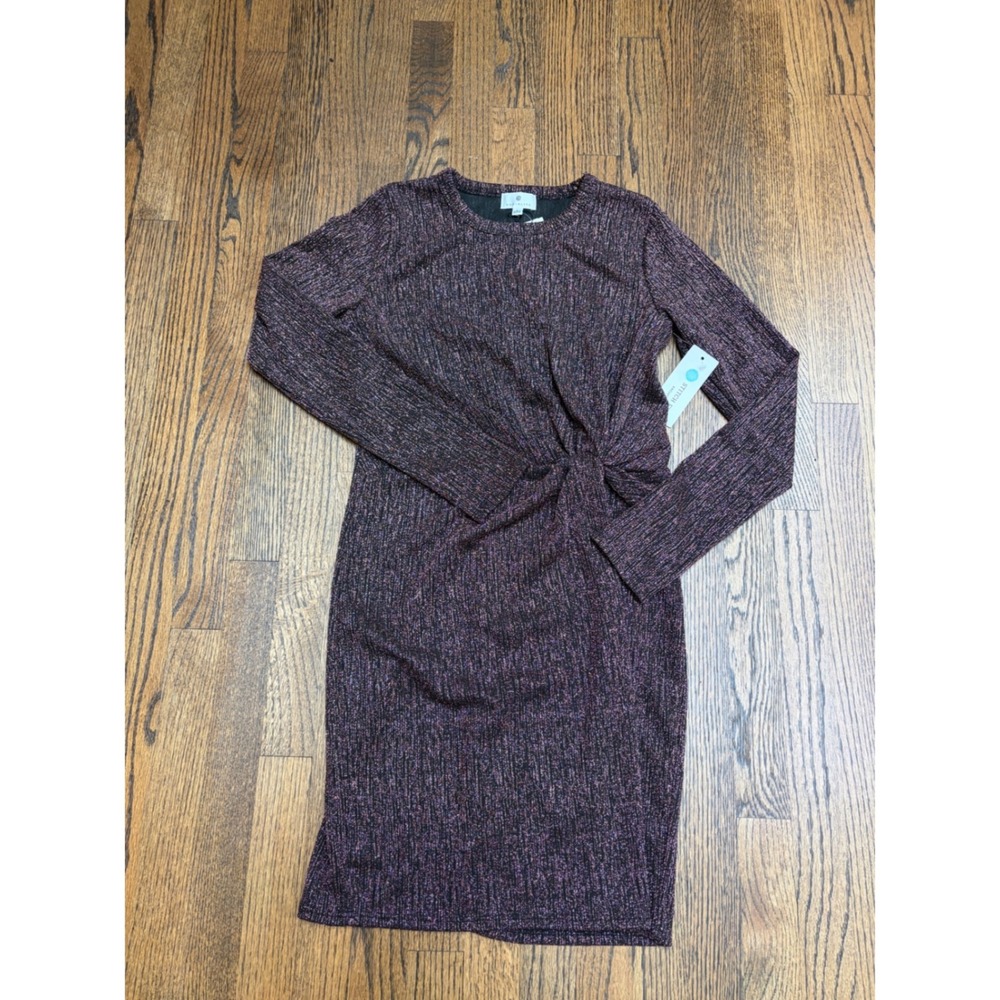 Socialite Twist Front Dress L Brown Pink NWT Amberly Glitter Lurex Whimsigoth